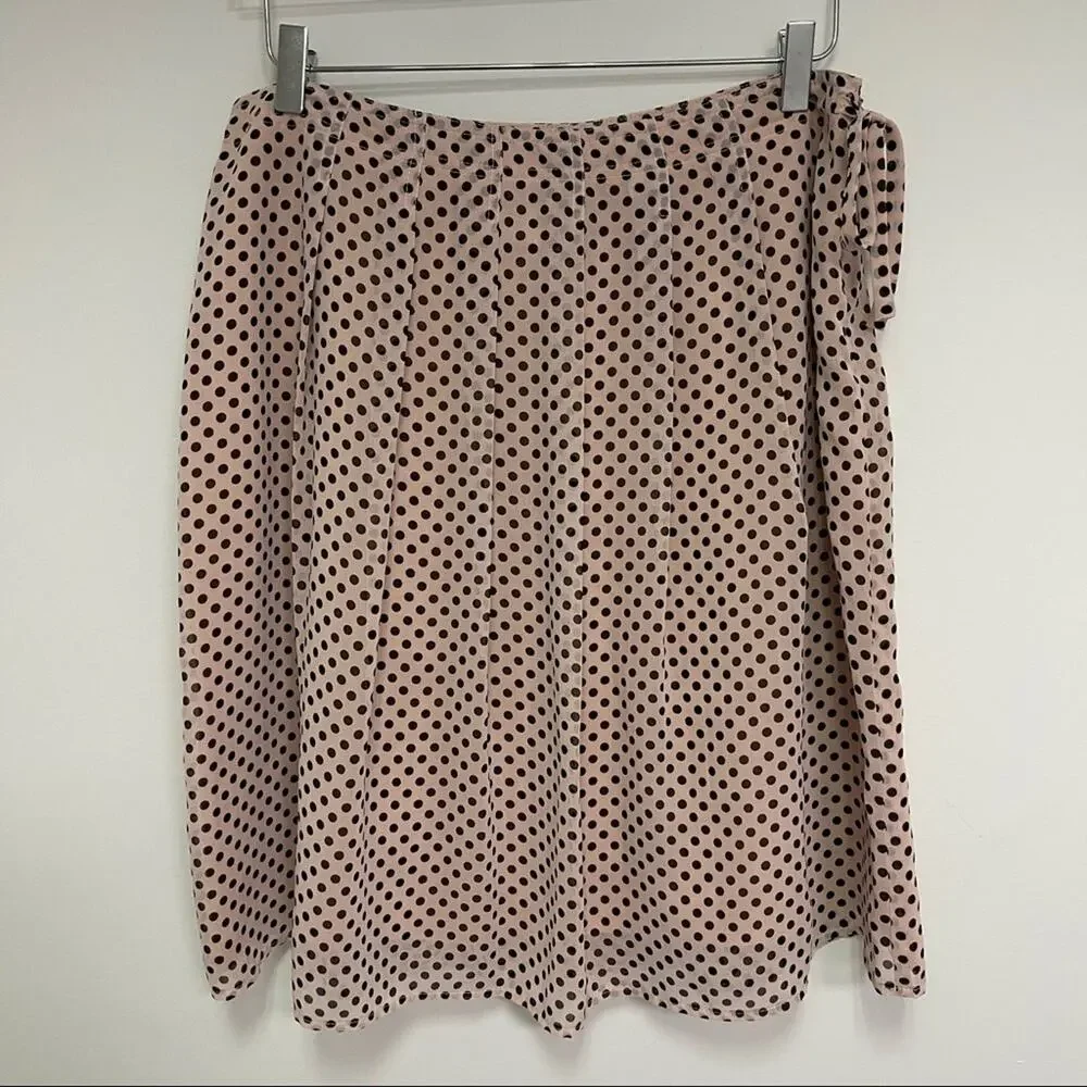 LOUBEN Skirt Size 14 Polka Dot Tie Waist Business Career Work Casual Size Zipper